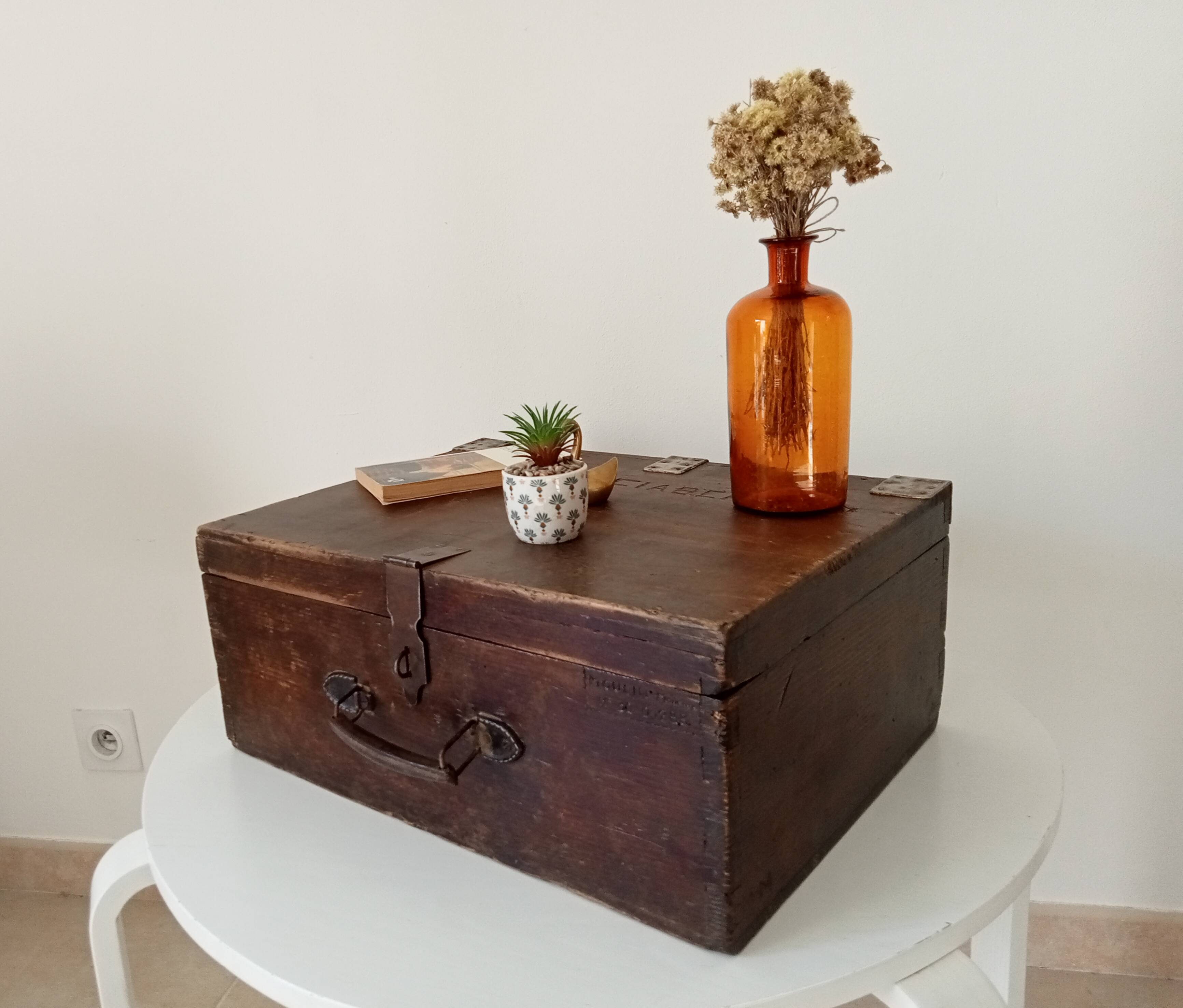 Wooden military suitcase from the 1950s