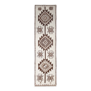 3x12 Vintage Beige & Brown Kilim Runner Rug, 95x373Cm