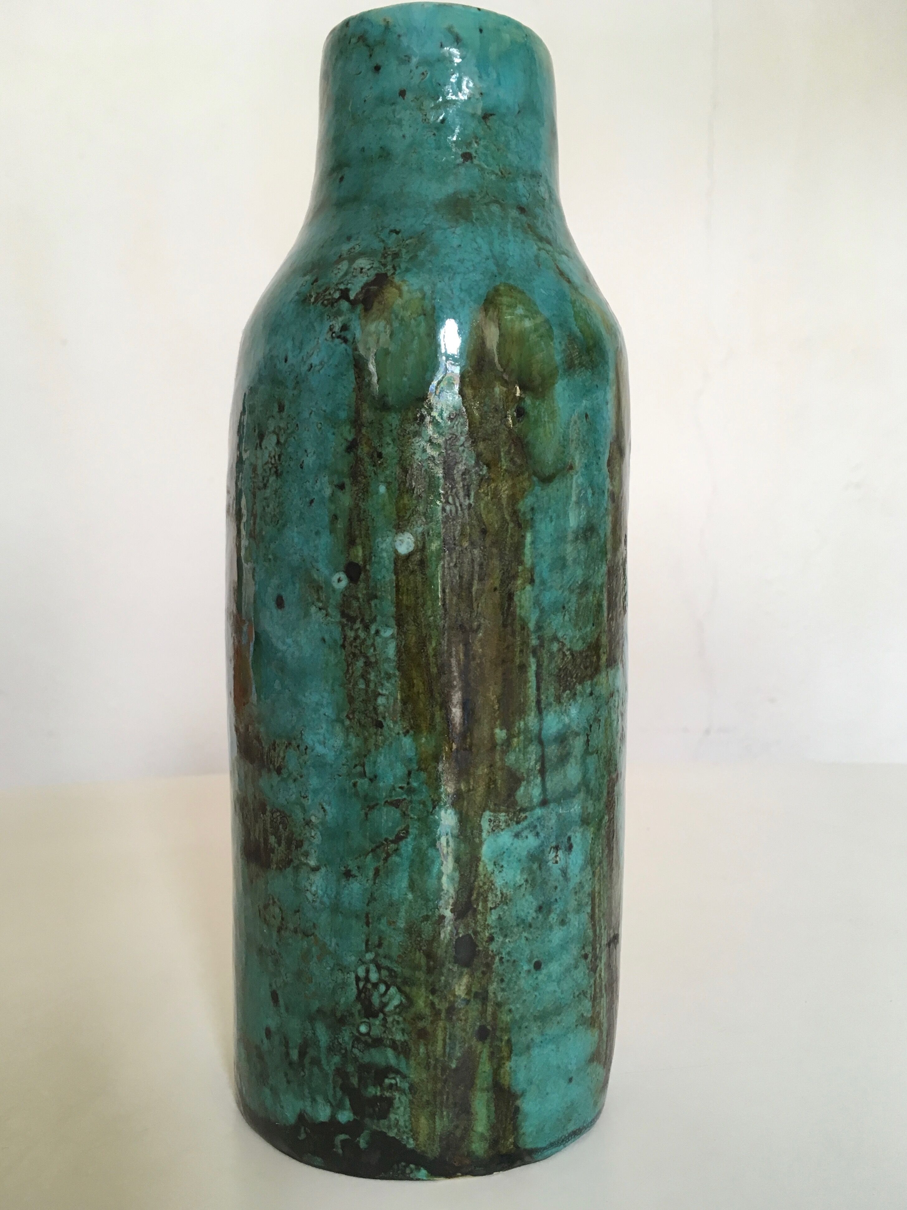 Ceramic vase in enamelled earthenies 60s