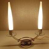 Pair of Art Deco Glass Chrome Lamps