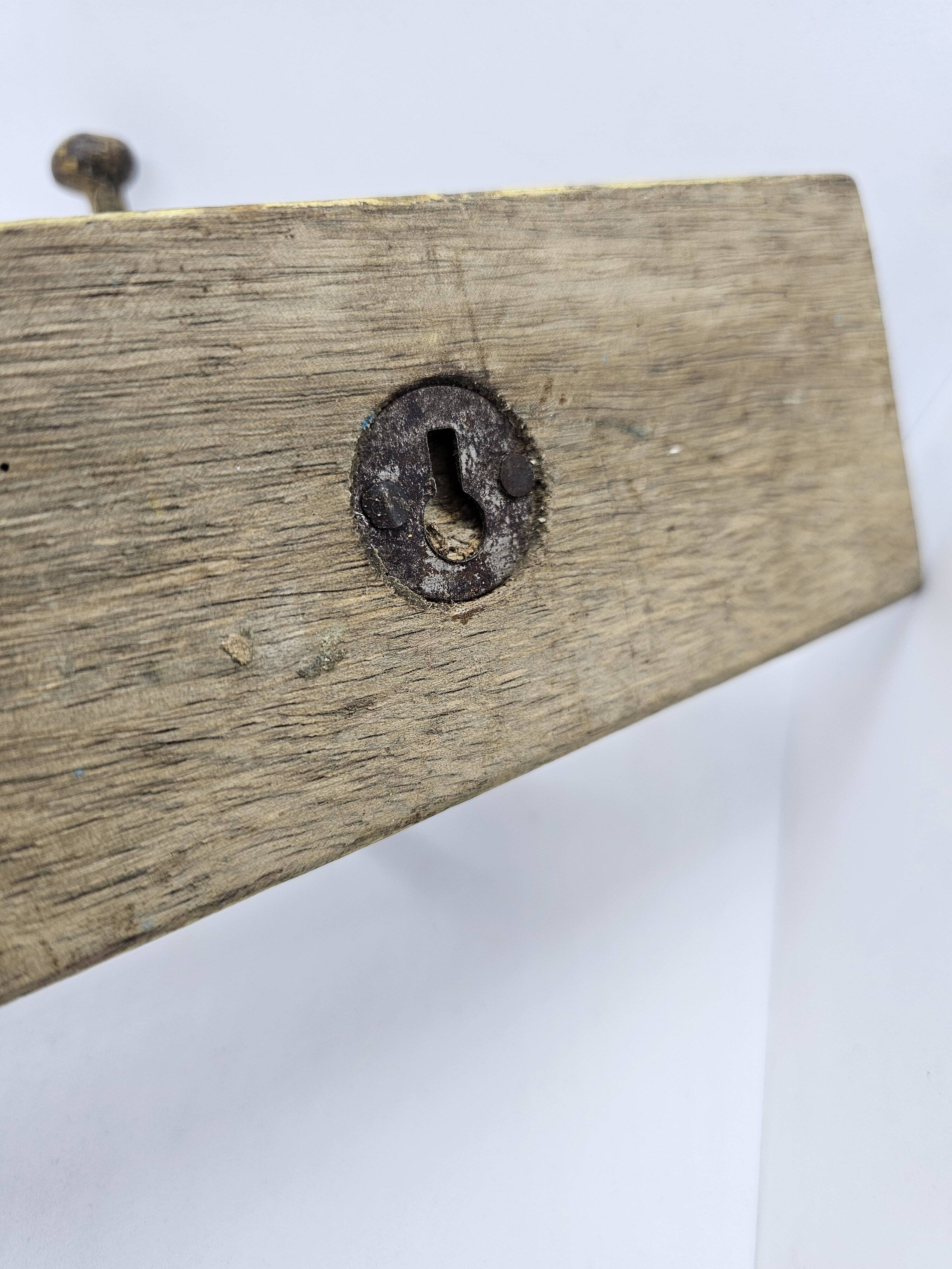 Solid teak coat hook with 3 double cast iron hooks