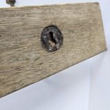 Solid teak coat hook with 3 double cast iron hooks