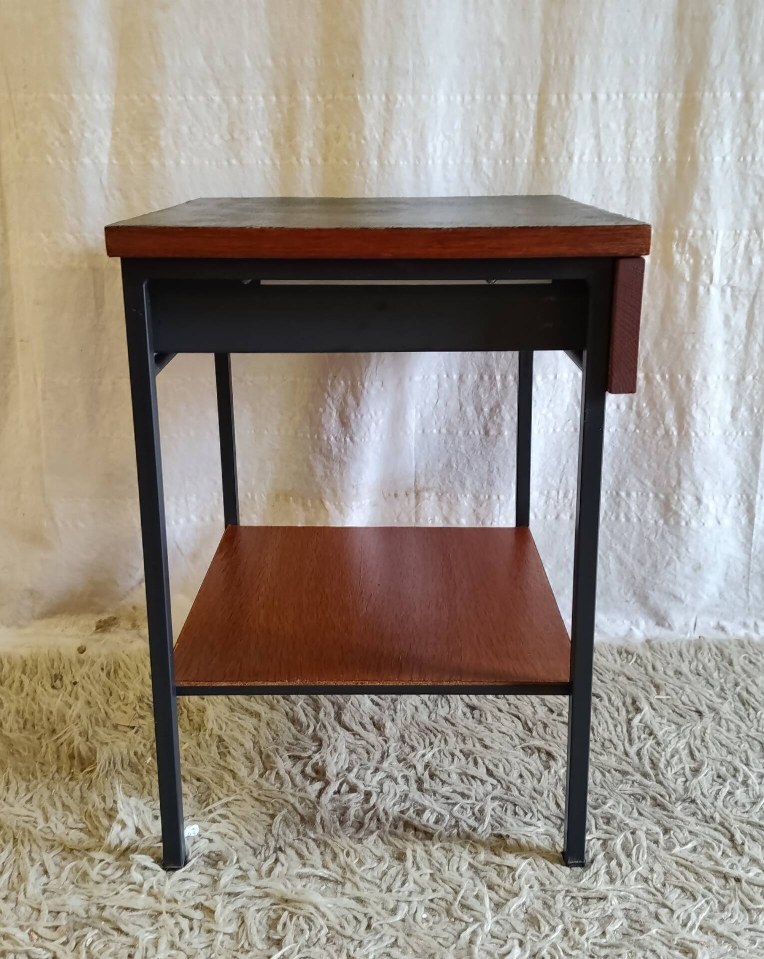 Modernist bedside table in wood and metal - 1950s/60s