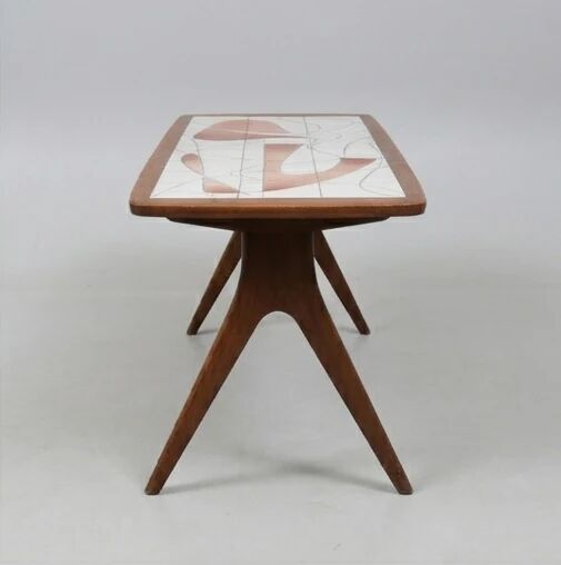 Vintage Scandinavian coffee table with tiled top - Edmund - 1950s