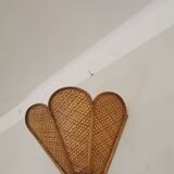 Pair of vintage "tulip" wall lights in rattan and canework