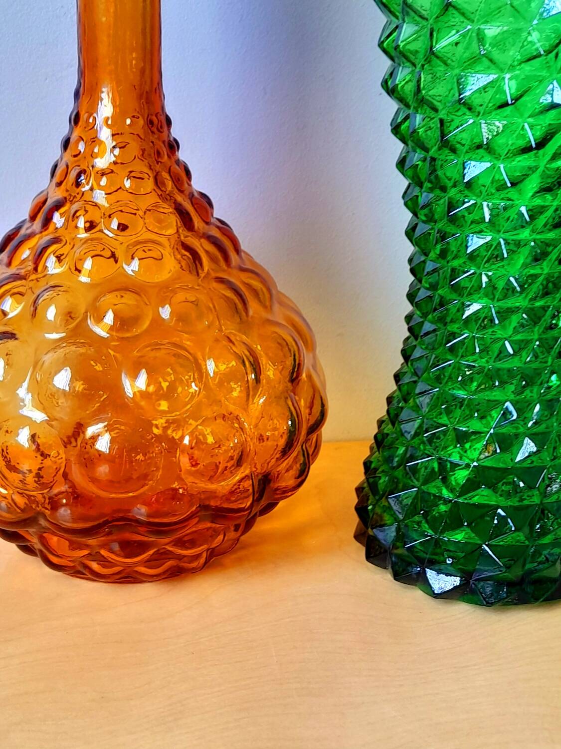 Italian glass bottles Empoli 1970