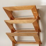Wall-mounted magazine rack in varnished plywood, 80s/90s