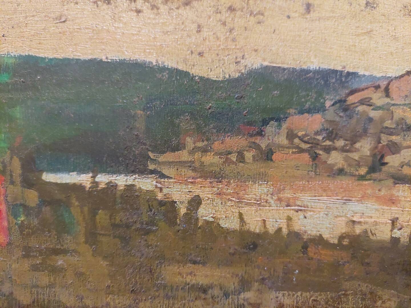 Peinture sur bois paysage première moitié du XXe siècle
