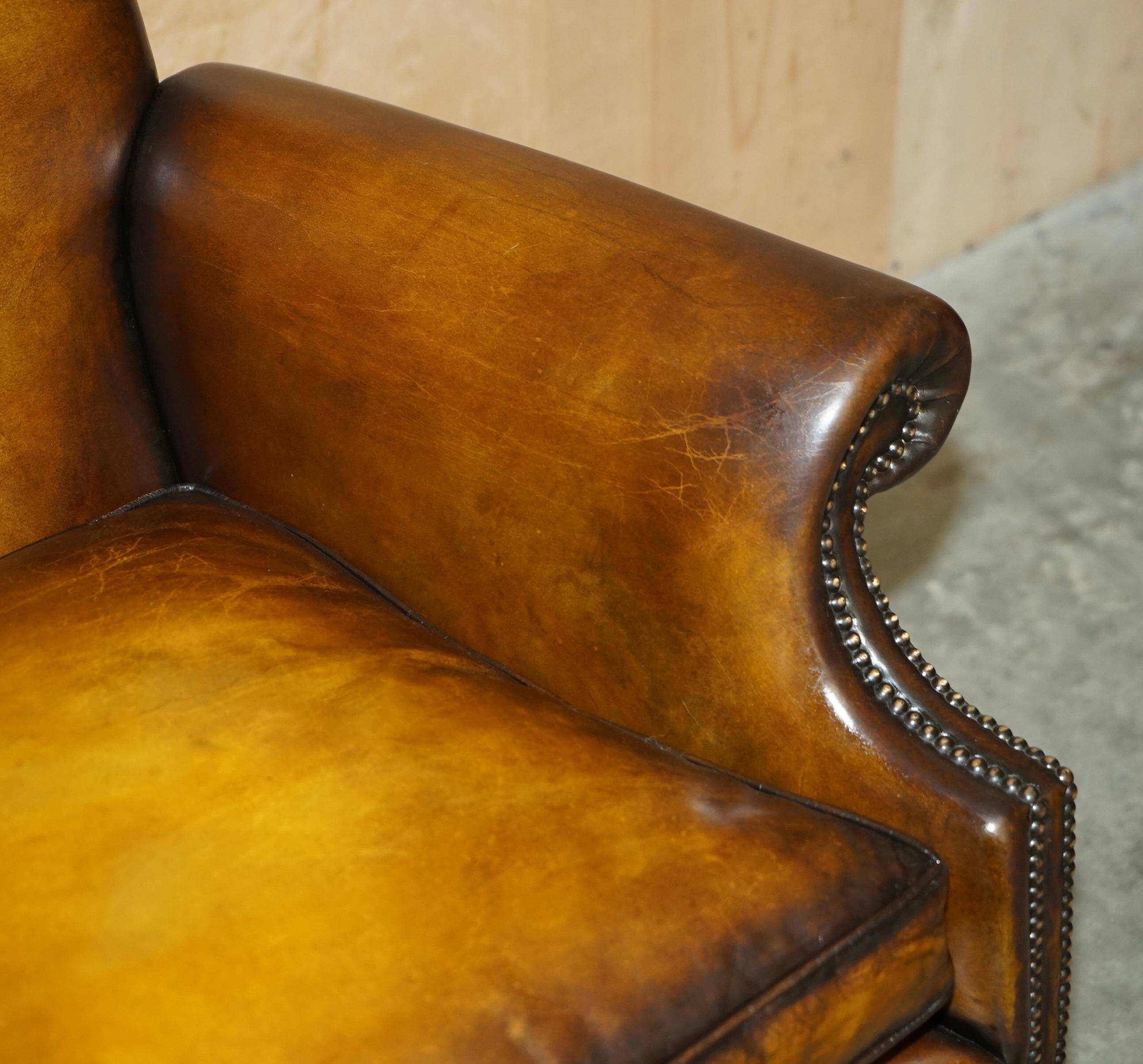 Victorian restored George II style high-back leather canapé