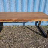 Industrial teak and metal table