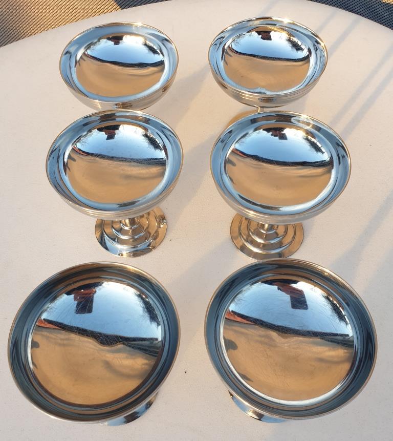 Set 6 coupes inox Létang & Rémy vintage 1960