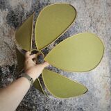 Flower suspension metal structure 6 petals in olive green linen