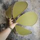 Flower suspension metal structure 6 petals in olive green linen