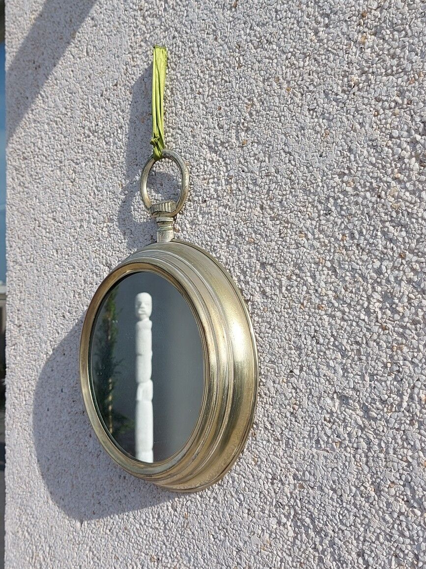 Round brass mirror 1970 - 28x38cm