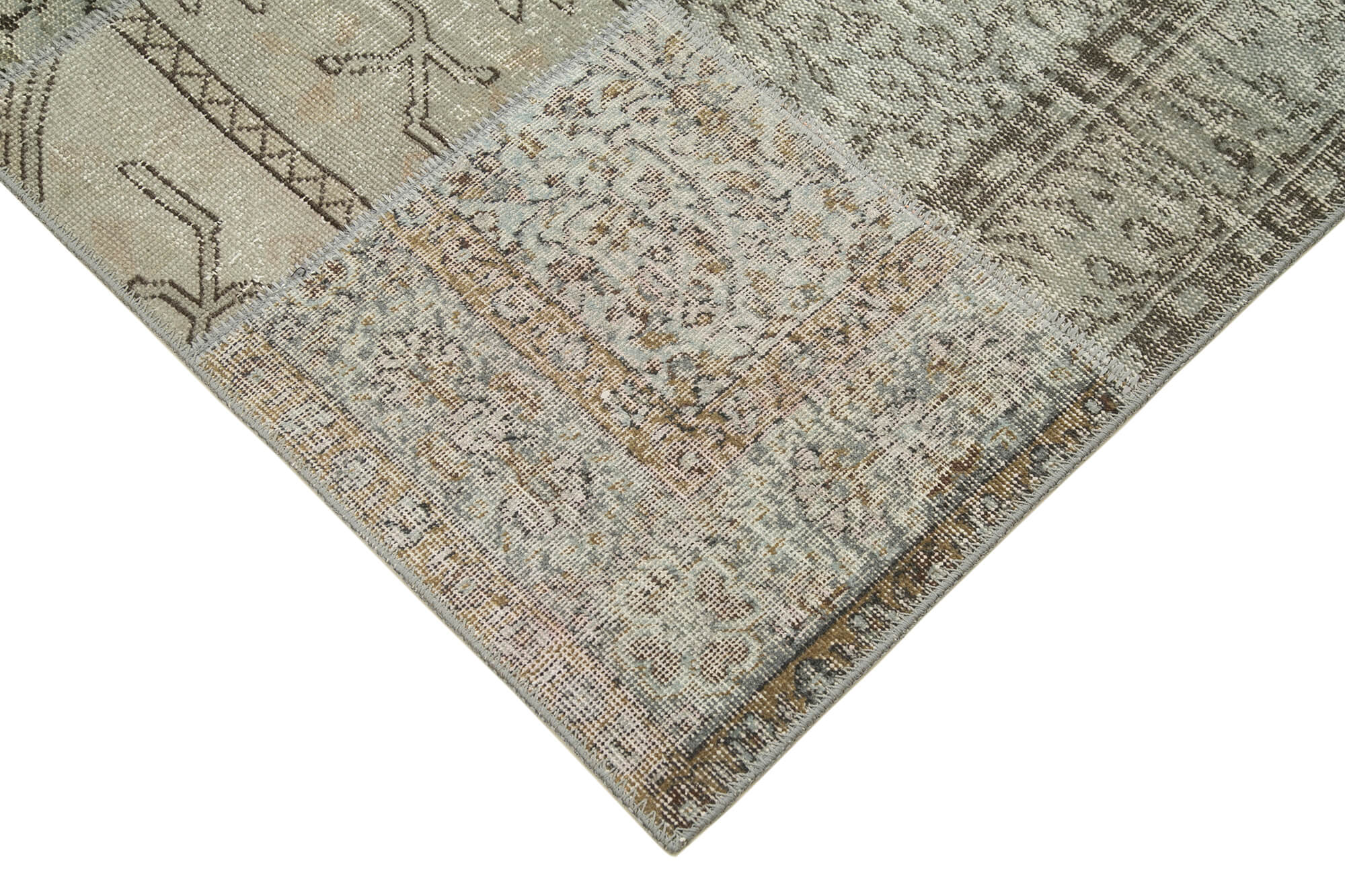 Handmade Oriental Contemporary 170 cm x 240 cm Grey Patchwork Rug