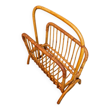 Porte-revues vintage. Rotin. Annees 60