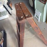 Old wooden stepladder shelf decoration