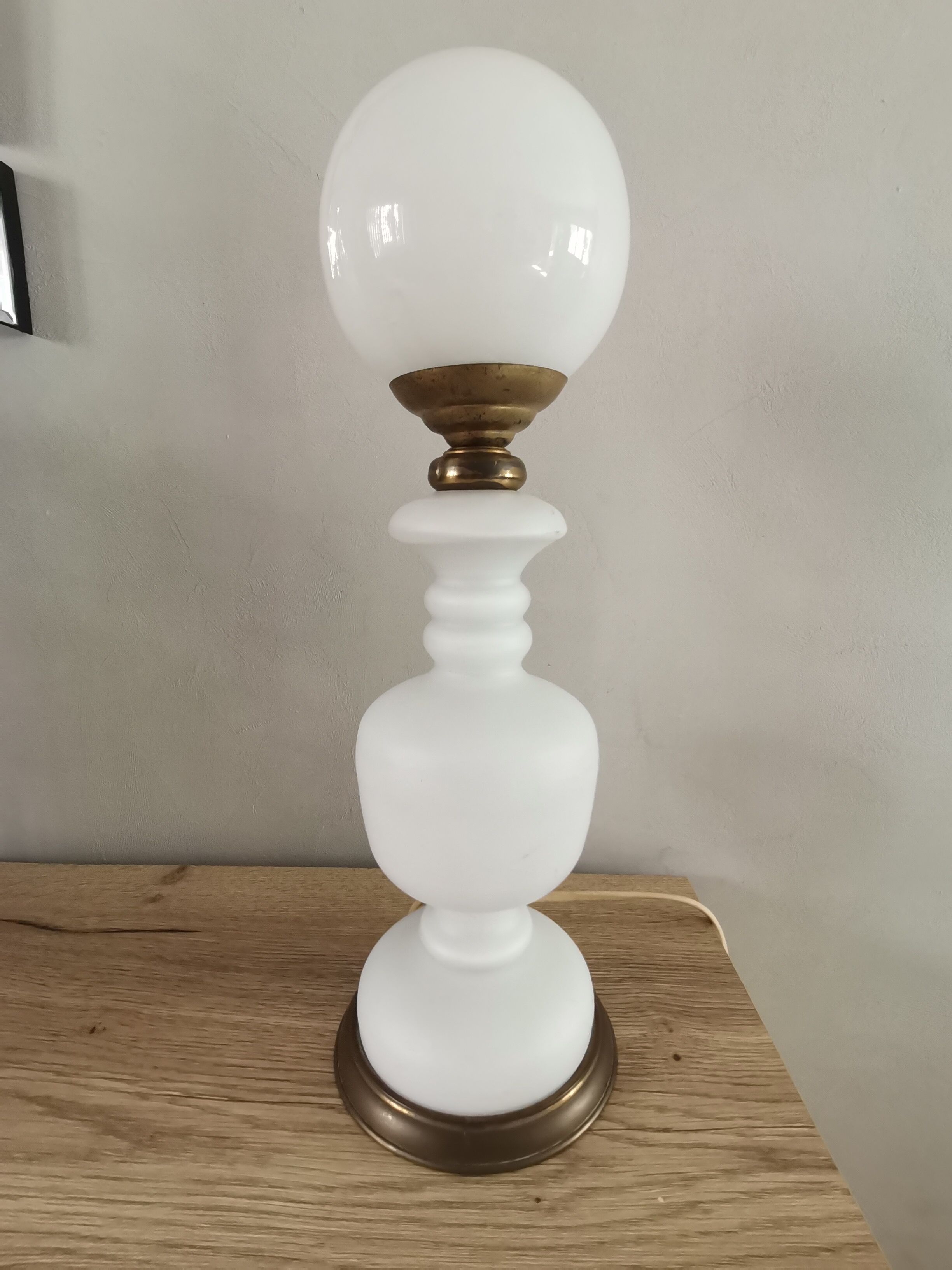 Mushroom lamp blown glass opaline