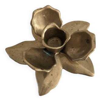 Bougeoir lotus en laiton