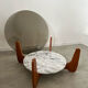Ancienne table basse design Hugues Poignant vintage années 70 verre et marbre France