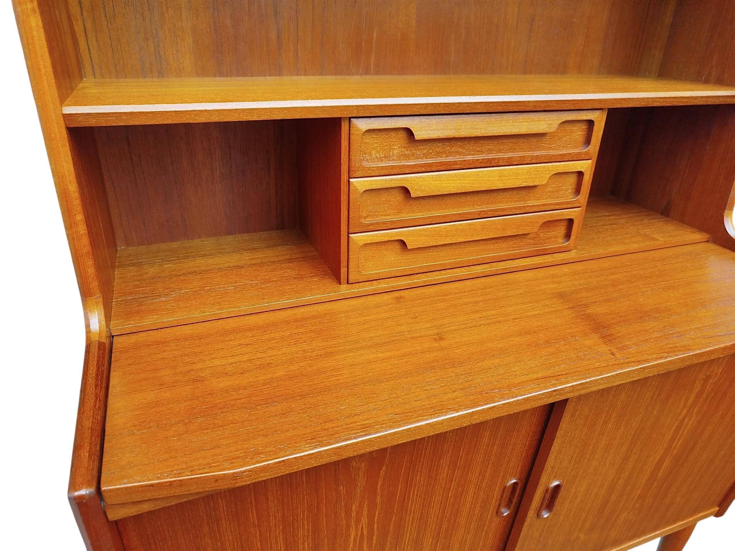 Danish teak secretary bureau with bookcase, Larsens Møbler, 1960s