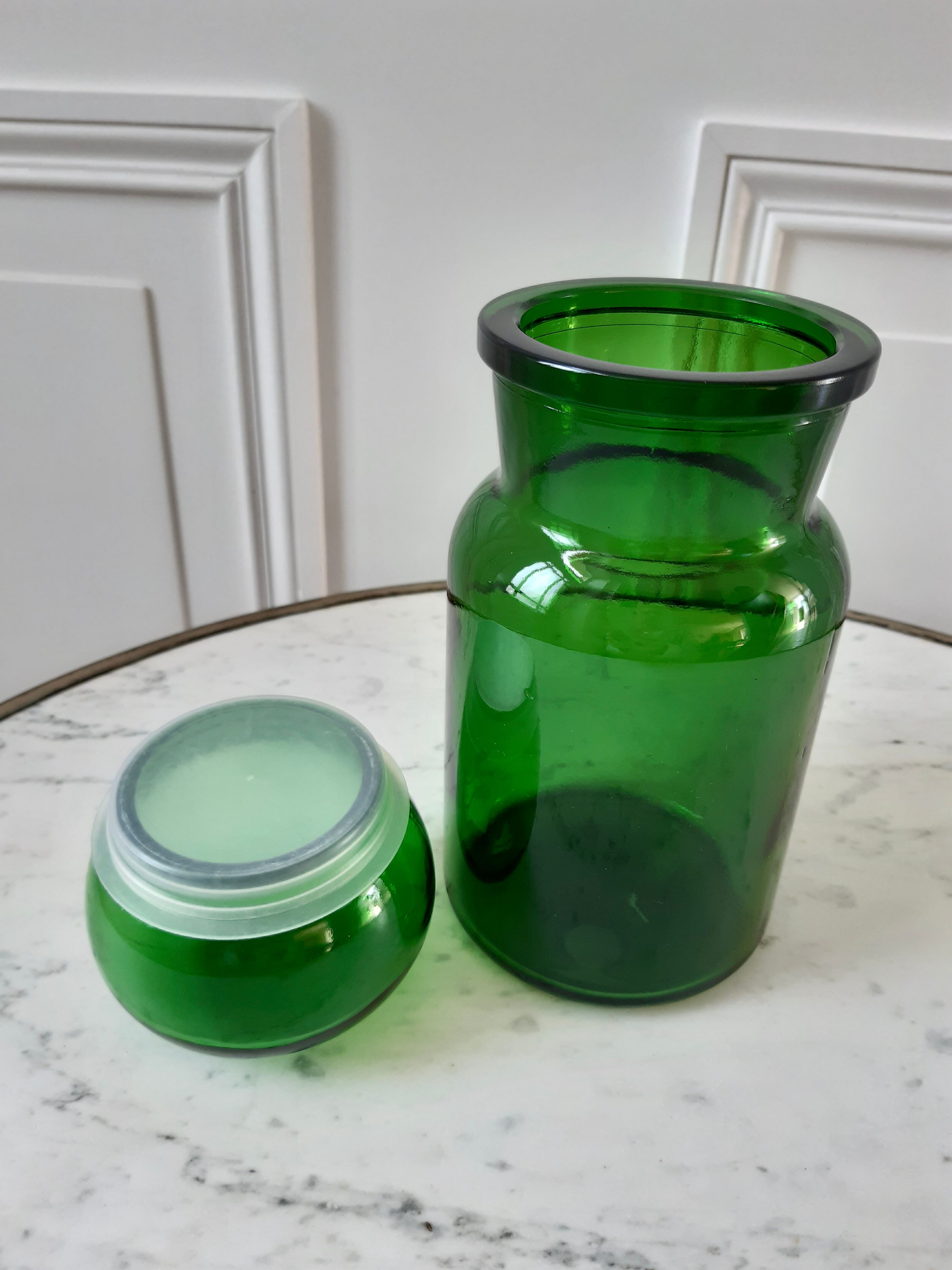 Pot d’apothicaire vert vintage années 70