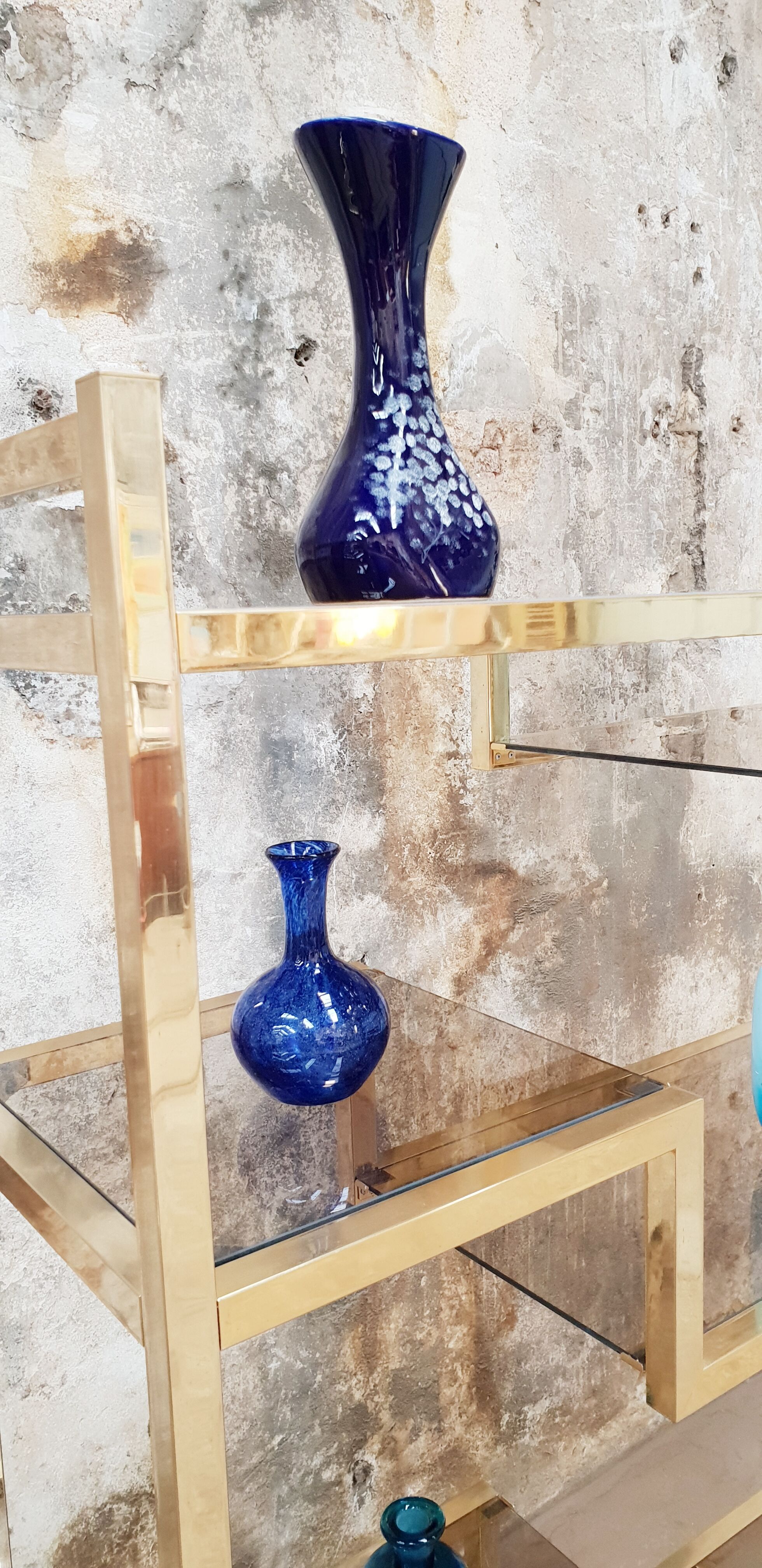 Vintage glazed brass shelf