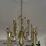 Sciolari paire lustre verre et laiton