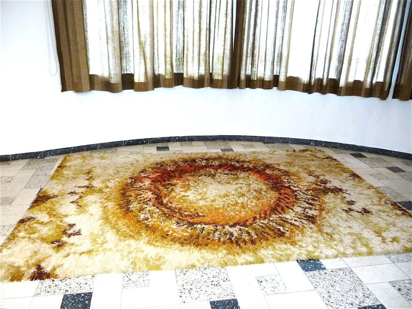 Abstract modernist OpArt wool rug from Ege Rya, Denmark 1960s