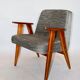 Vintage 366 Black & White Easy Chair by Józef Chierowski, 1970s