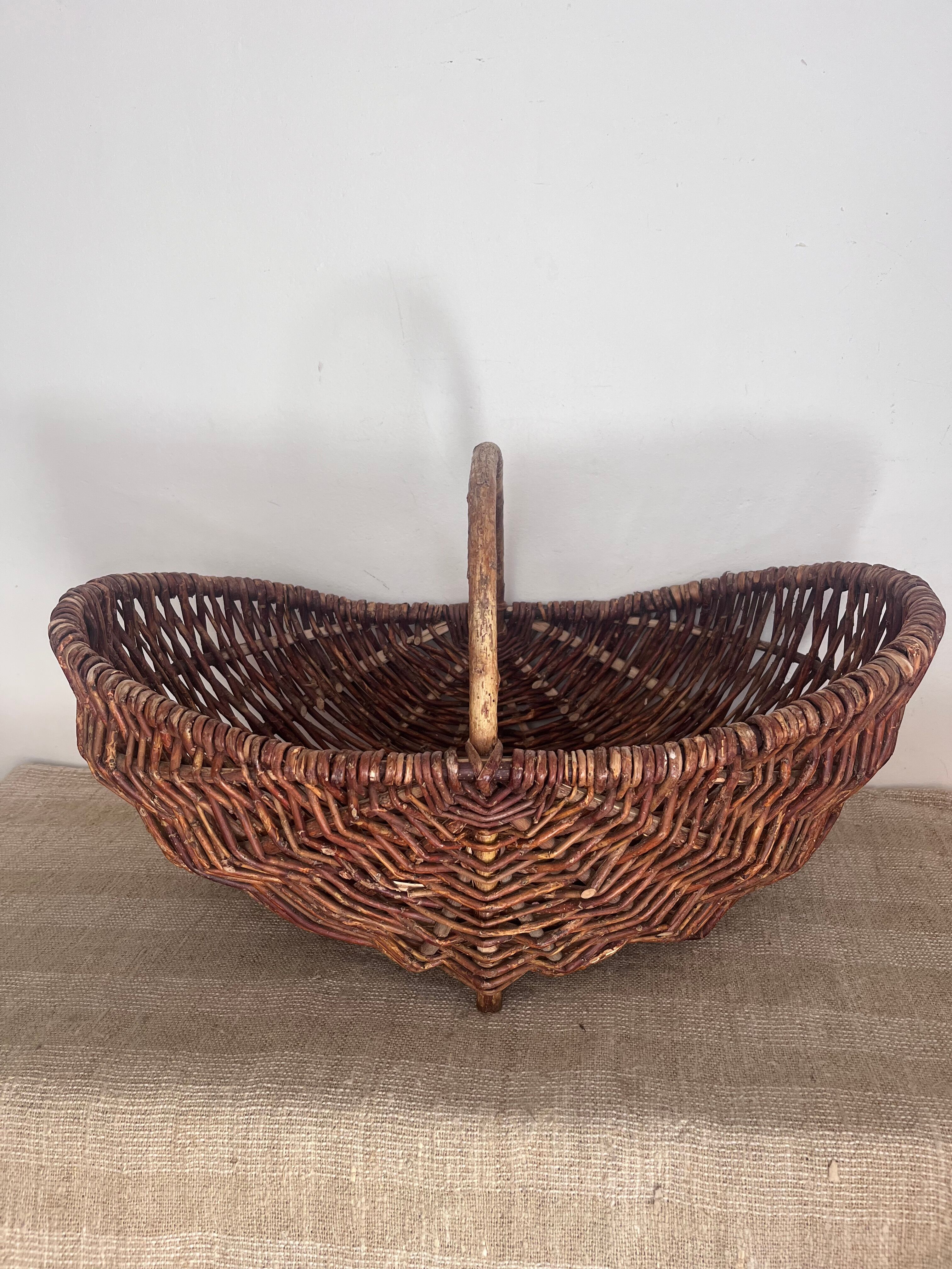 Woven wicker basket, folk art