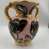 Old Vallauris ceramic earthenware vase rose gold vintage 1960 70 Tulip flowers