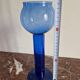 Vintage blue glass footed bowl vase from the 1970s.