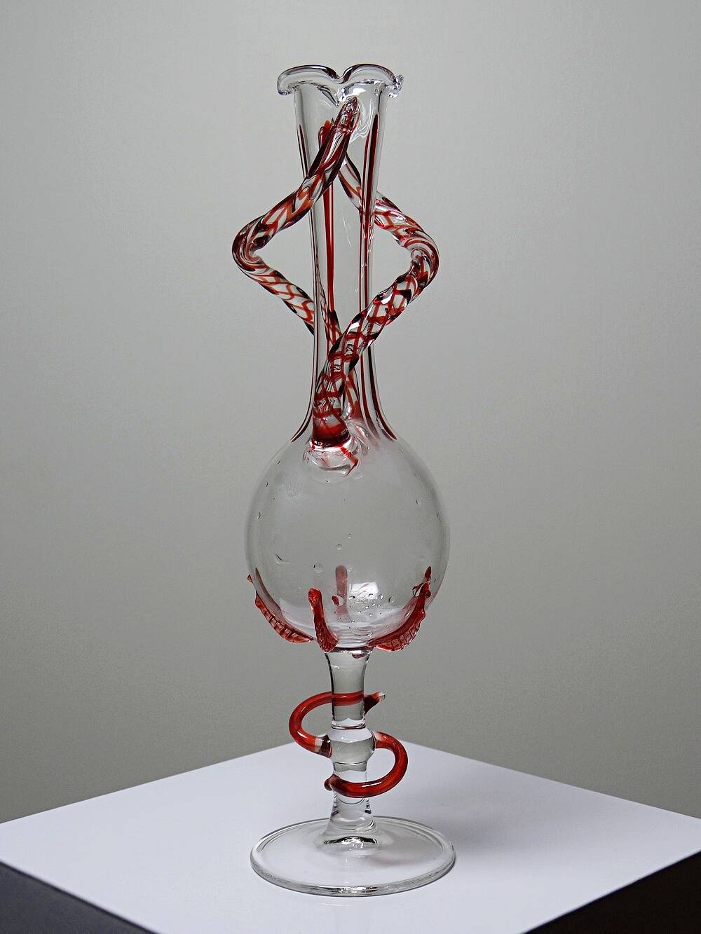 Vintage Murano Venetian Blown Glass Soliflore Vase 50-60 Filigrana/Zanfirico
