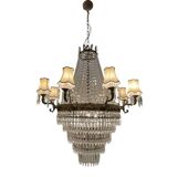 Extra Large Bronze Crystal Chandelier 1950’s
