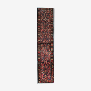 Traditional persian runner rug, handmade wool rug 87x420cm