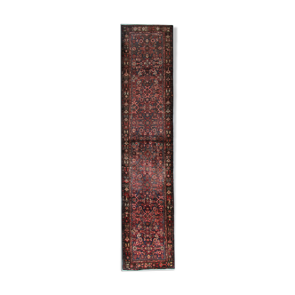 Traditional persian runner rug, handmade wool rug 87x420cm