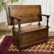 English oak bank safe from the 1930s that can serve as a console.