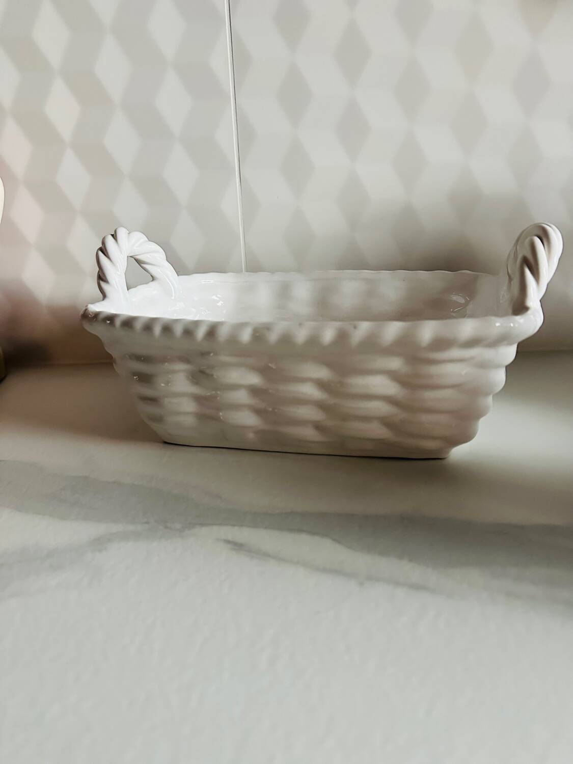 White ceramic basket