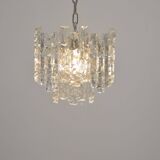 Chandelier with 'ice glass' by Kalmar Franken, 1960s