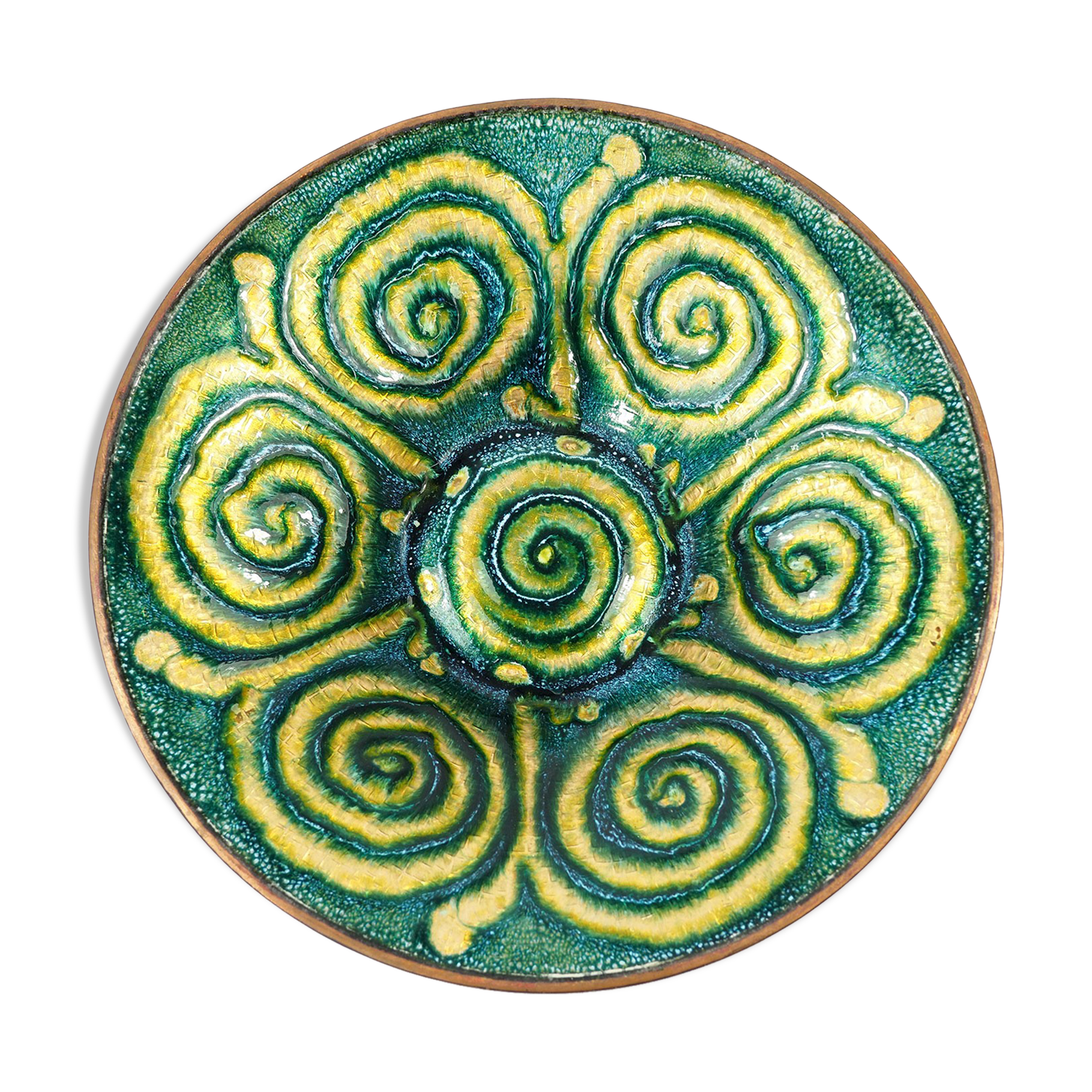 Centerpiece - email of limoges-geometric pattern mid century