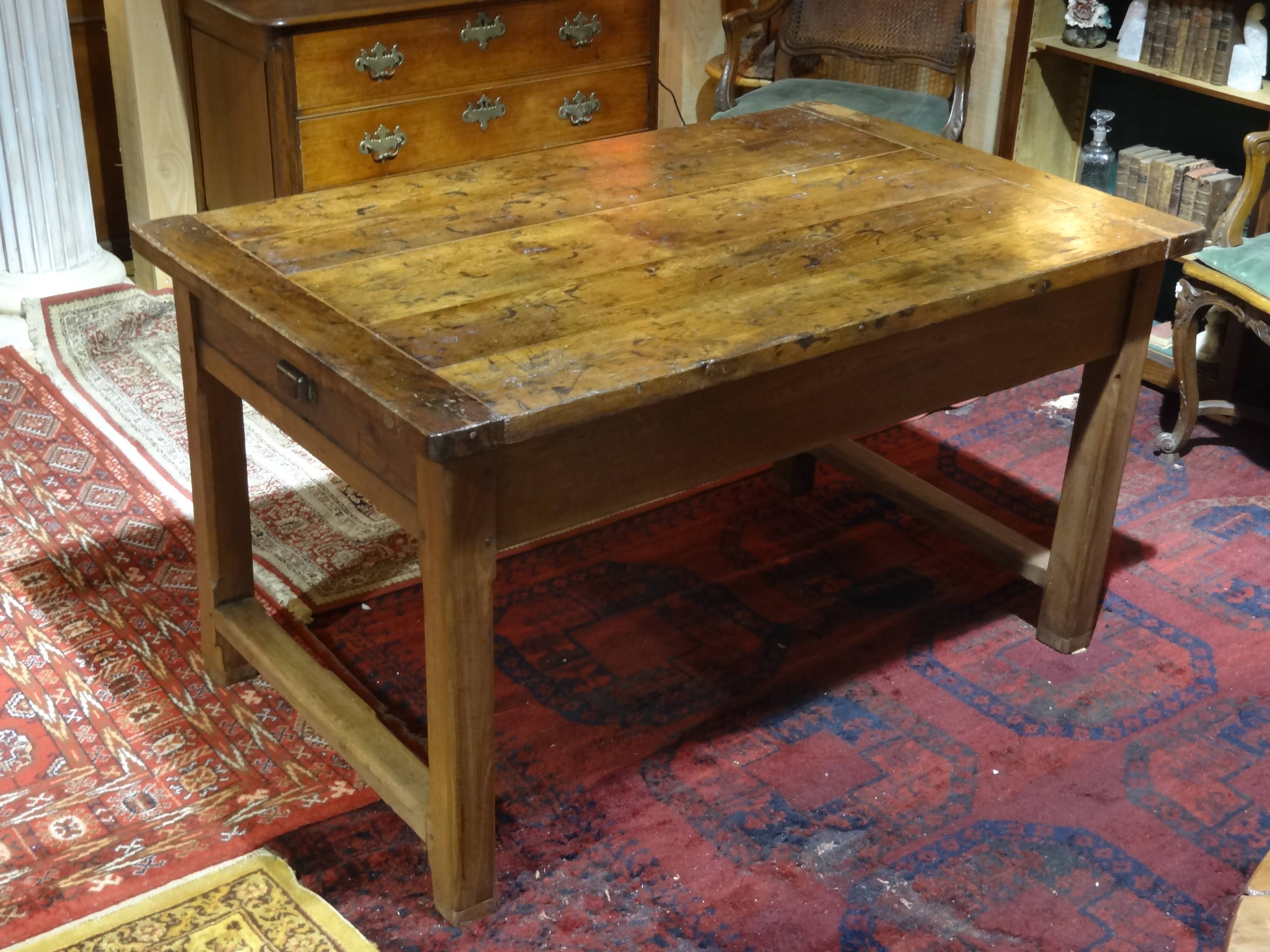 Nineteenth century farmhouse table in natural oak wood 140 x 90 cm