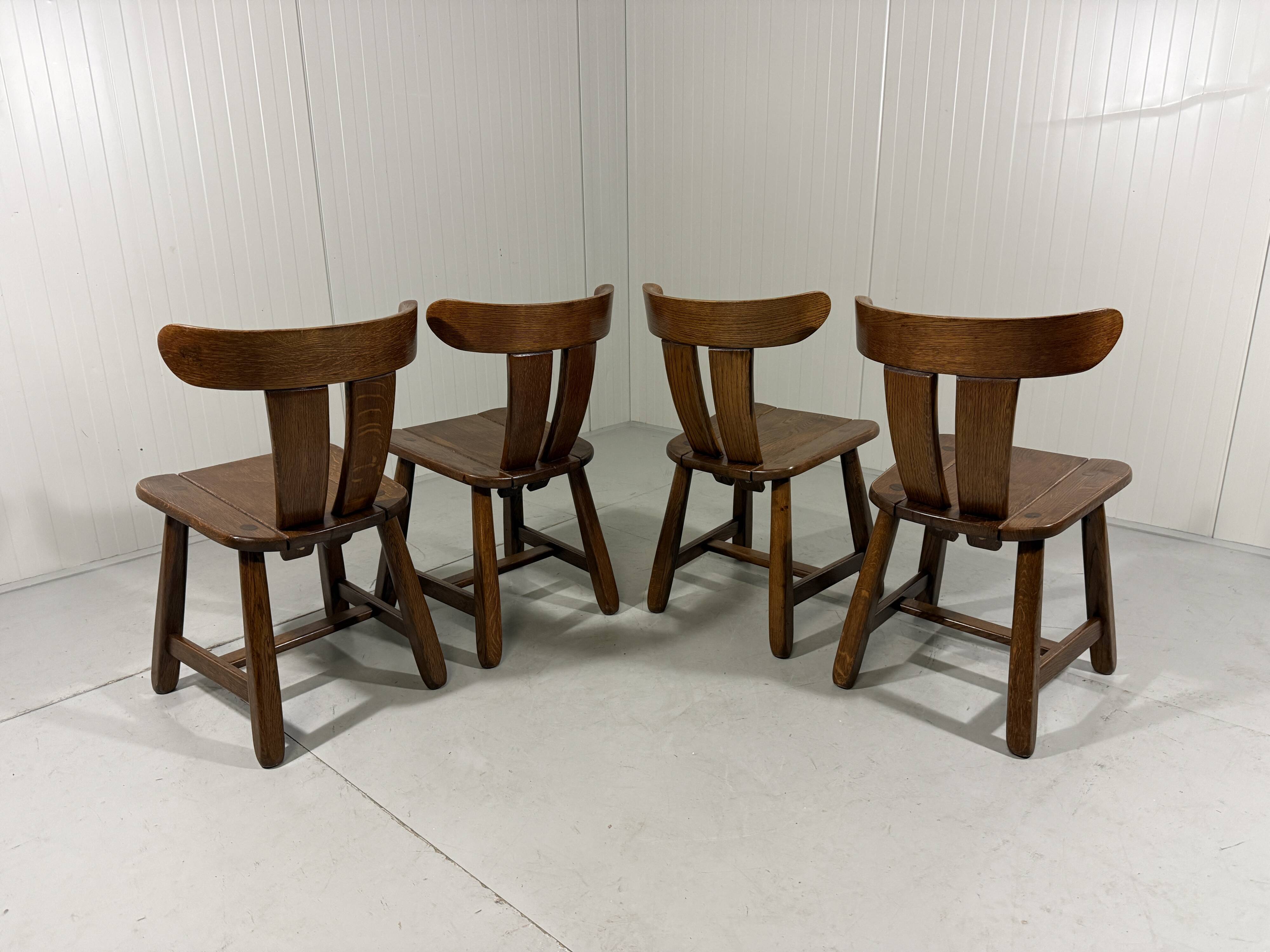 Brutalist oak dining chairs 1970’s