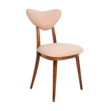 Mid-century light pink velvet heart-shaped chair, Europe, 1960s.