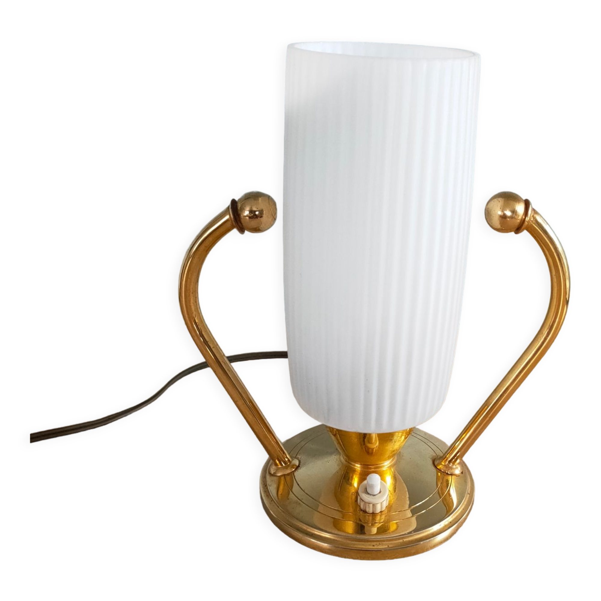 Vintage lamp in opaline and brass