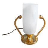 Vintage lamp in opaline and brass