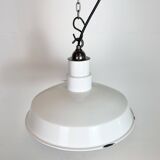 Industrial White Enamel Factory Pendant Lamp, 1960s