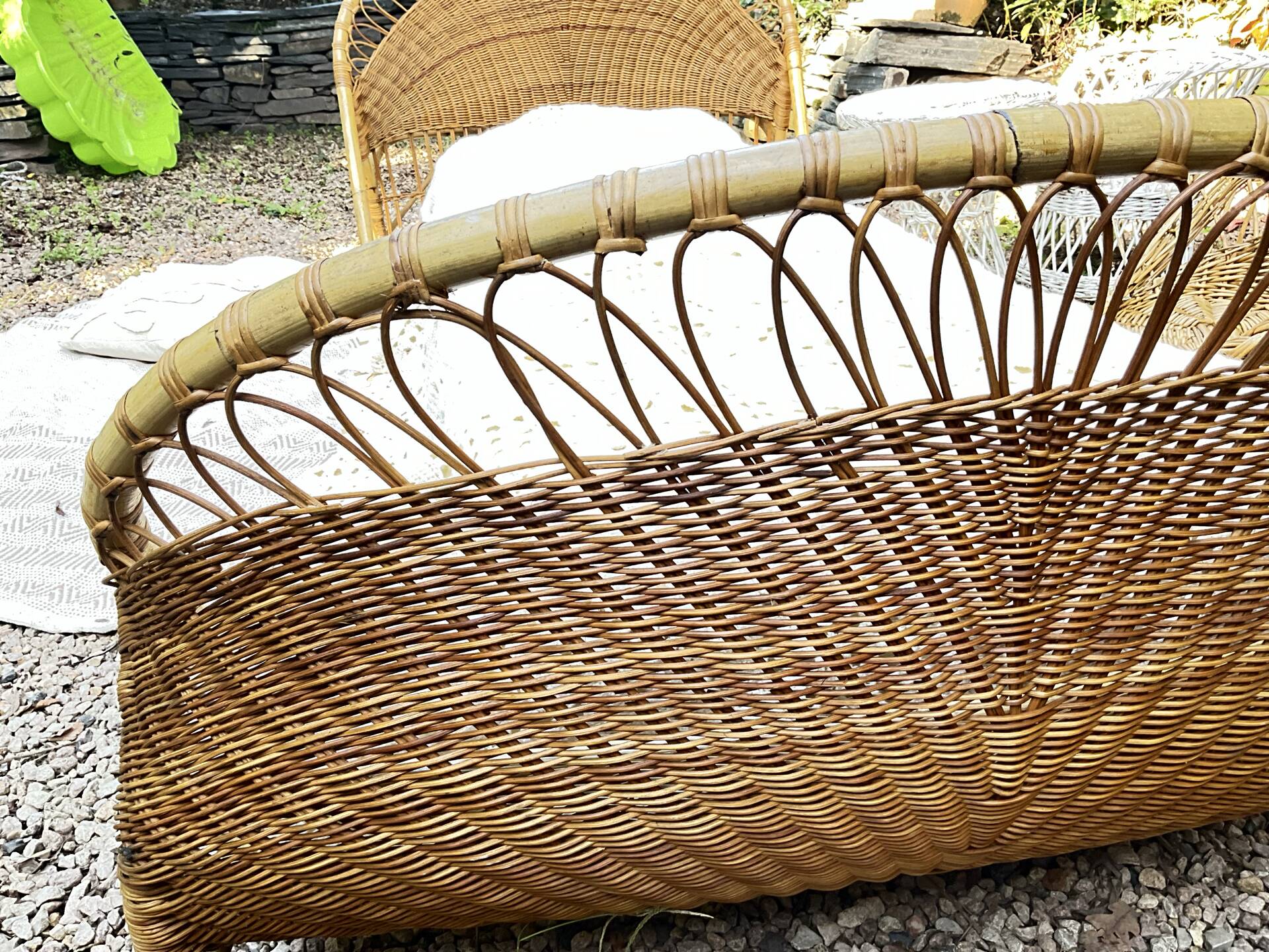 Vintage seventies rattan children's basket.