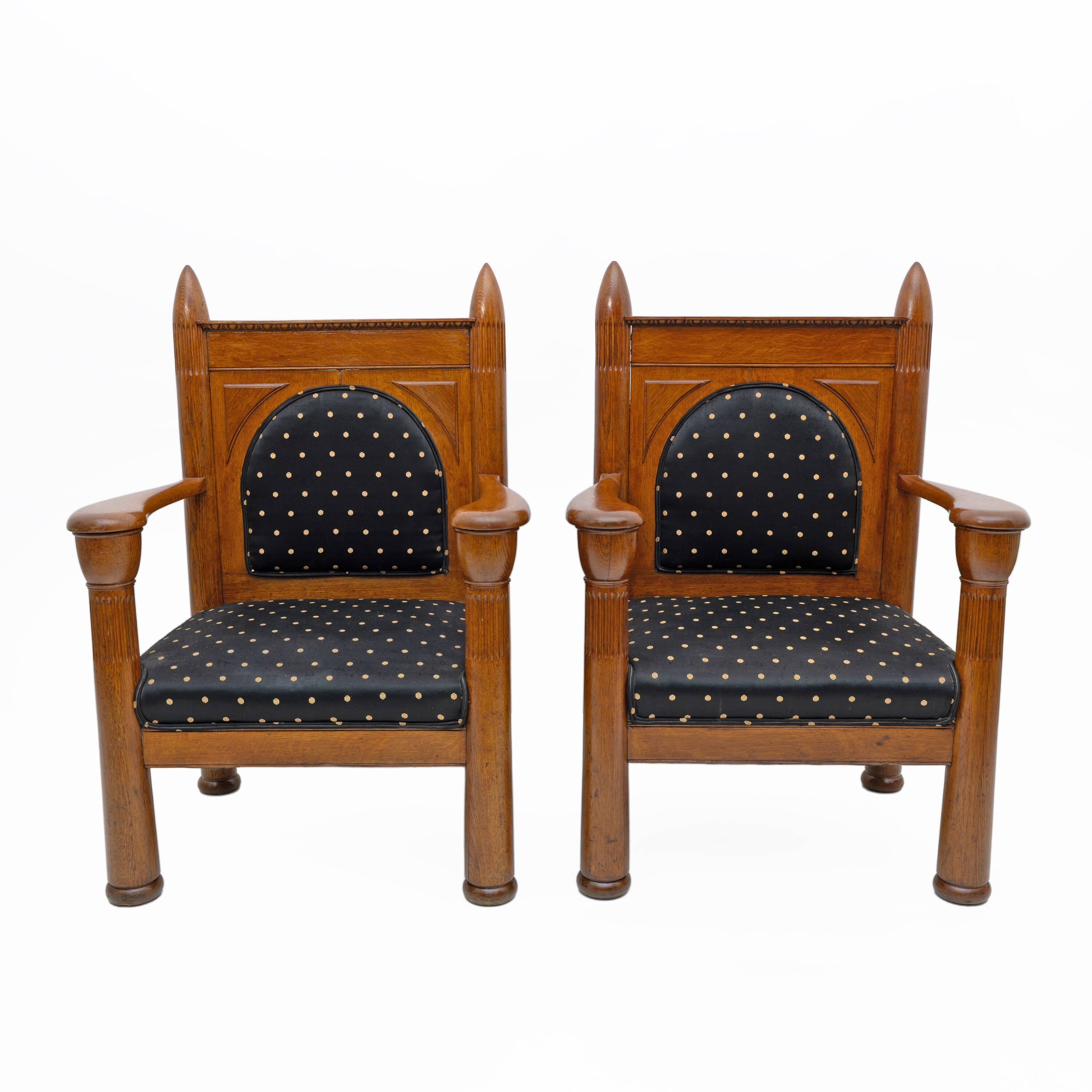 Oak Art Deco Amsterdam School Armchairs 1920s