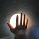 Vintage ceramic hand lamp and opaline globe